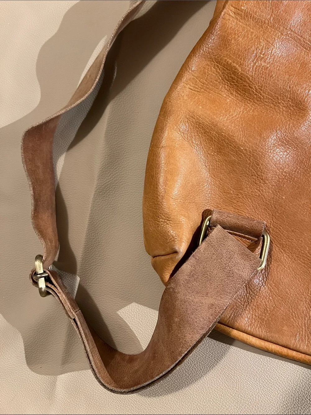 Leather Backpack Tan Free People Distressed Vintage Cognac Soft Laptop Bag Flap